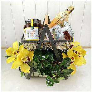FR40   "All the Best" Healthy Hamper & Flower Basket  FR40   "All the Best" Healthy Hamper & Flower Basket